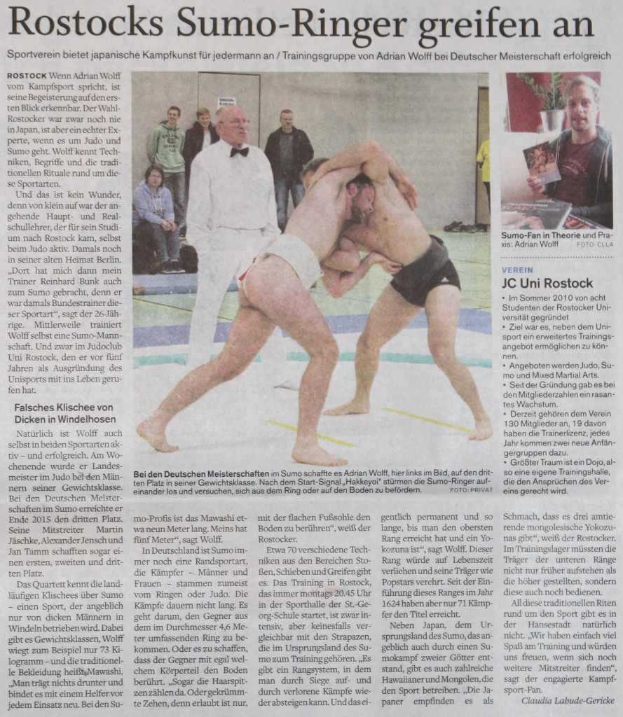 Sumo - 26.01.2016 Artikel in der NNN