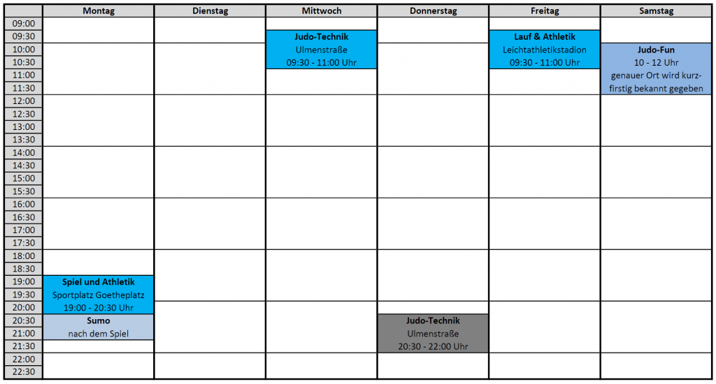 Trainingsplan Ferien 2016