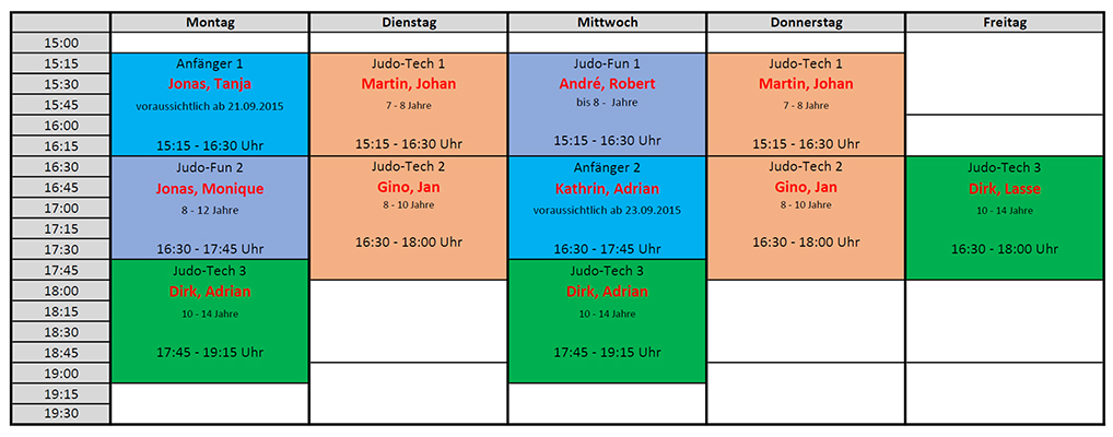 Trainingsplan Schuljahr 2015/16